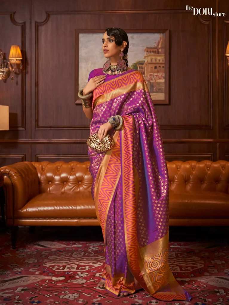 Royal Purple Designer Banarasi Silk Saree - party wear saree