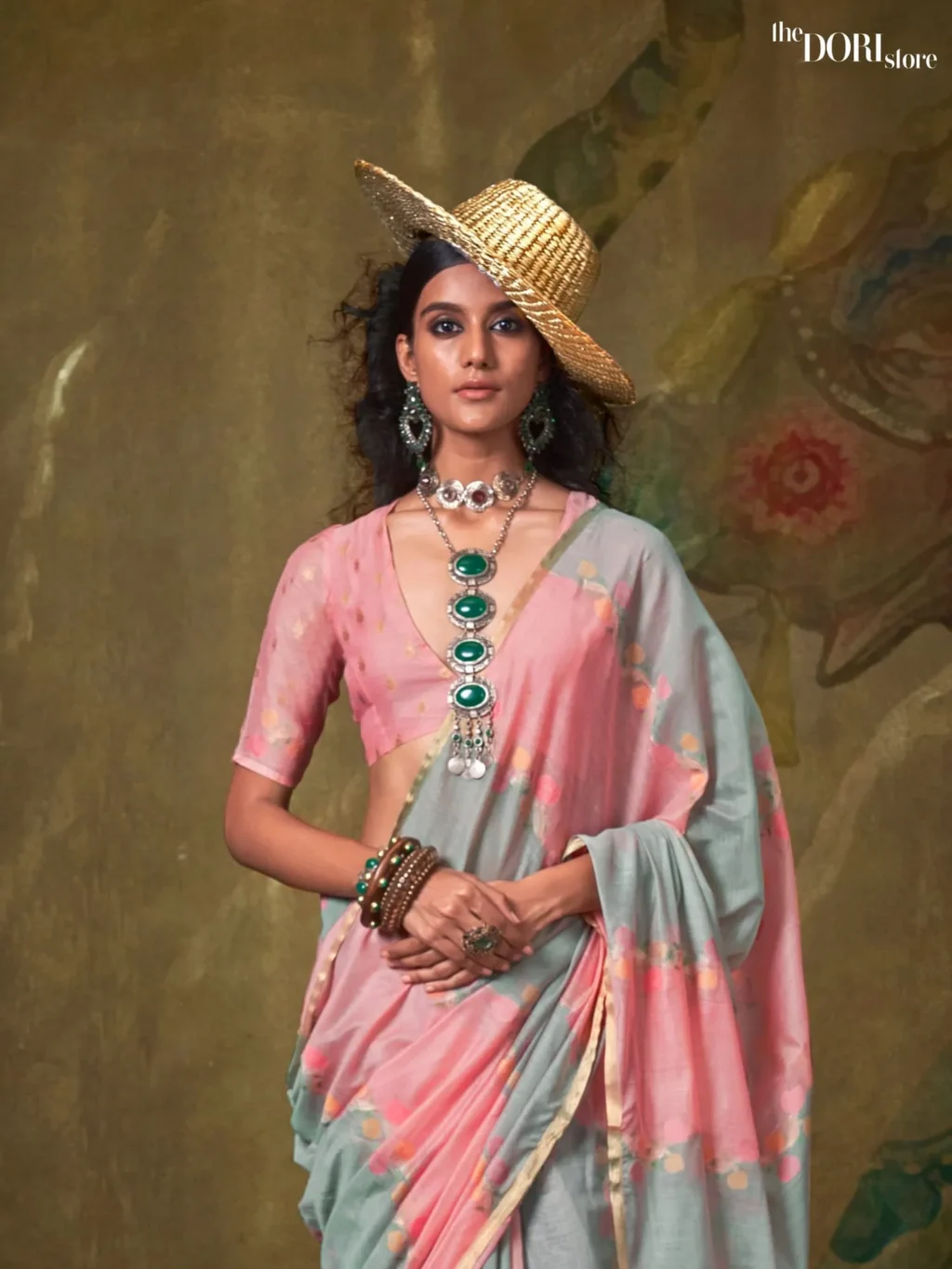 Greyish Pink Designer Pure Rangkaat Woven Silk Saree - Image 3
