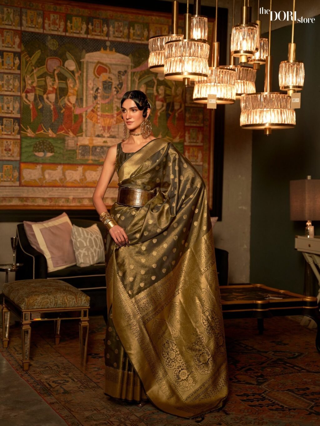 Beautiful Mehndi Green Designer Handloom Zari Woven Silk Saree - party wear saree