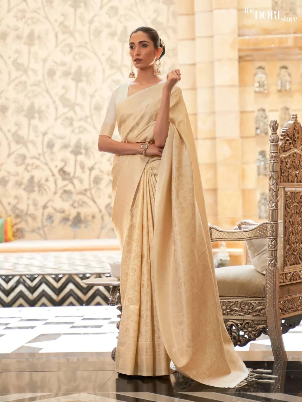 Golden Bloom Kanjeevaram Silk Saree - party wear saree