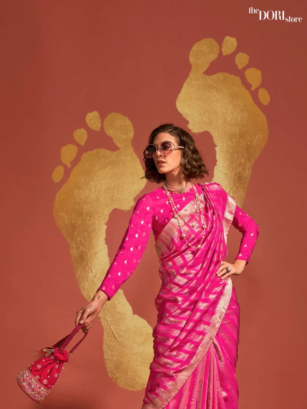 Blush Pink Viscose Banarasi Silk Saree - Image 4