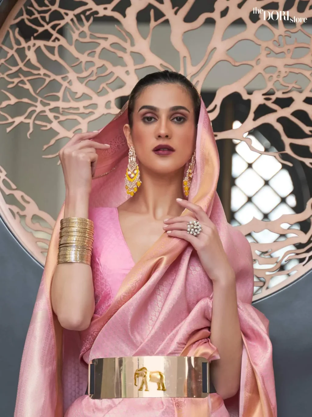 Blush Pink Kanjeevaram Handloom Woven Silk Saree - Image 2