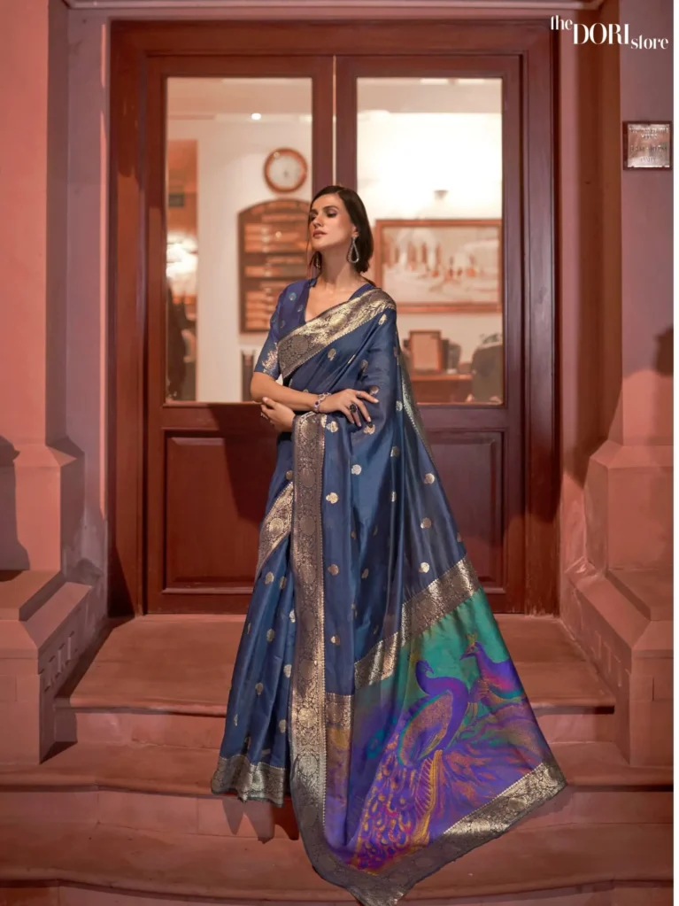 Royal Blue Partywear Banarasi Soft Silk Saree - party wear saree
