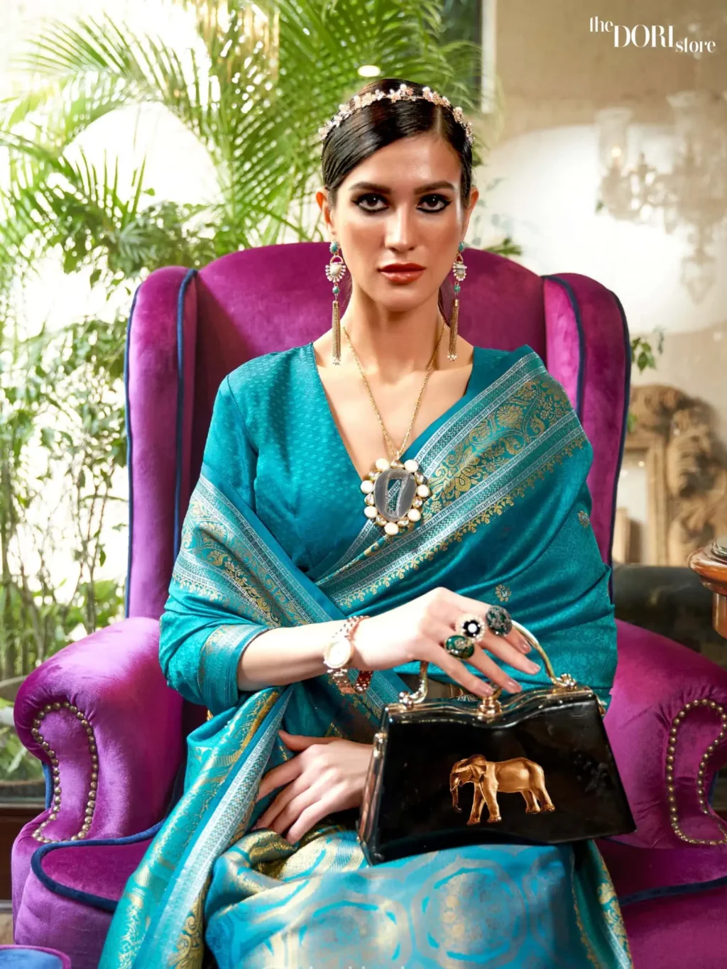 Royal Blue Designer Banarasi Soft Silk Saree - Image 2