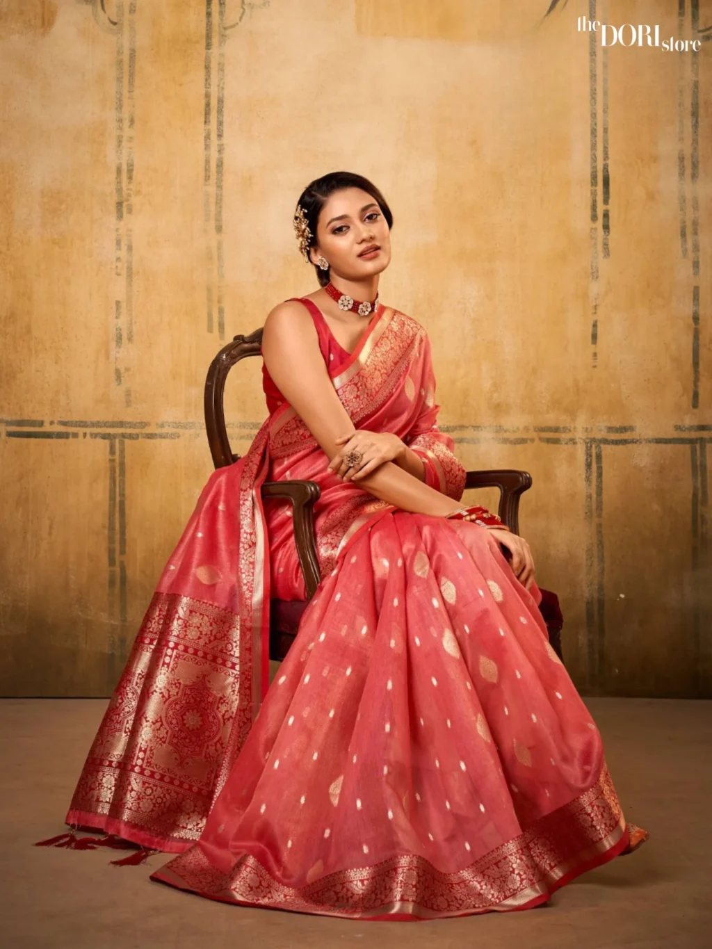 Blush Pink Partywear Banarasi Silk Saree for Women - Designer PETALS BANARASI with Beautiful Fabric and Elegant Design.