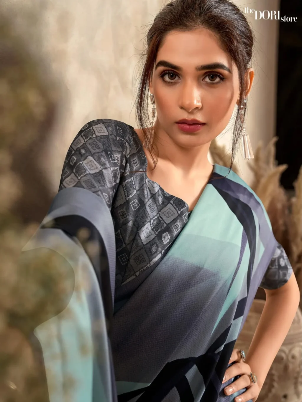 Summer Green Sattin  Printed Crepe Silk Saree - Image 3