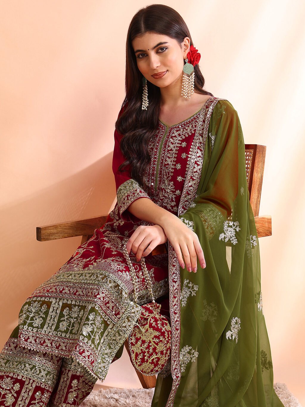 Partywear Pink Georgette Ready To Wear Salwar Suit - Image 5