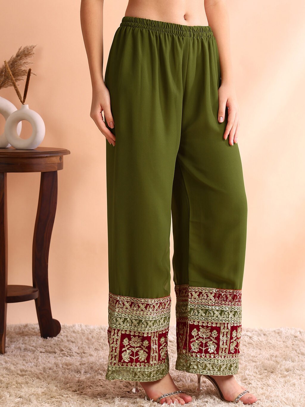 Partywear Pink Georgette Ready To Wear Salwar Suit - Image 6