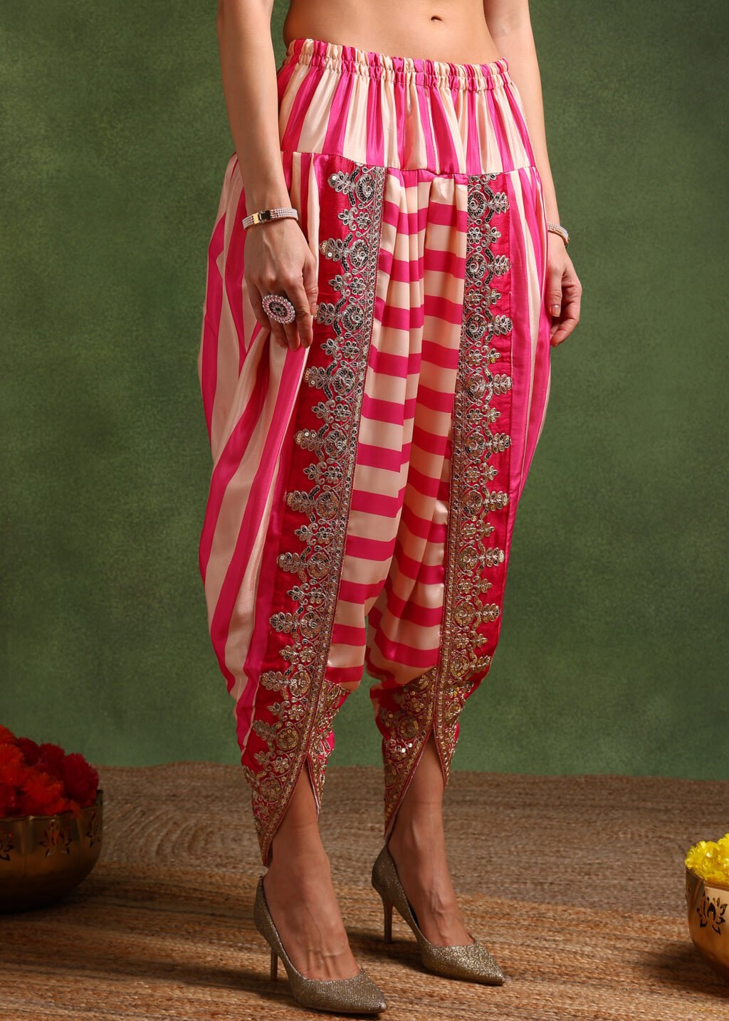Partywear Cream Chinon Silk Ready To Wear Salwar Suit - Image 6