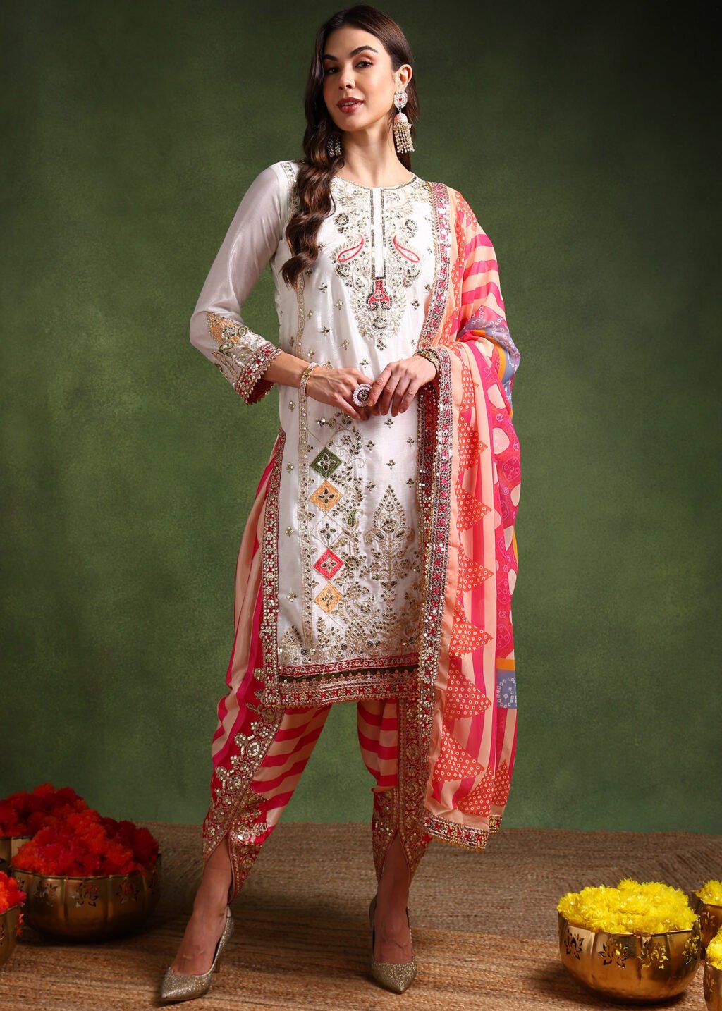 Partywear Salwar Suit in Chinon Silk and Georgette fabric