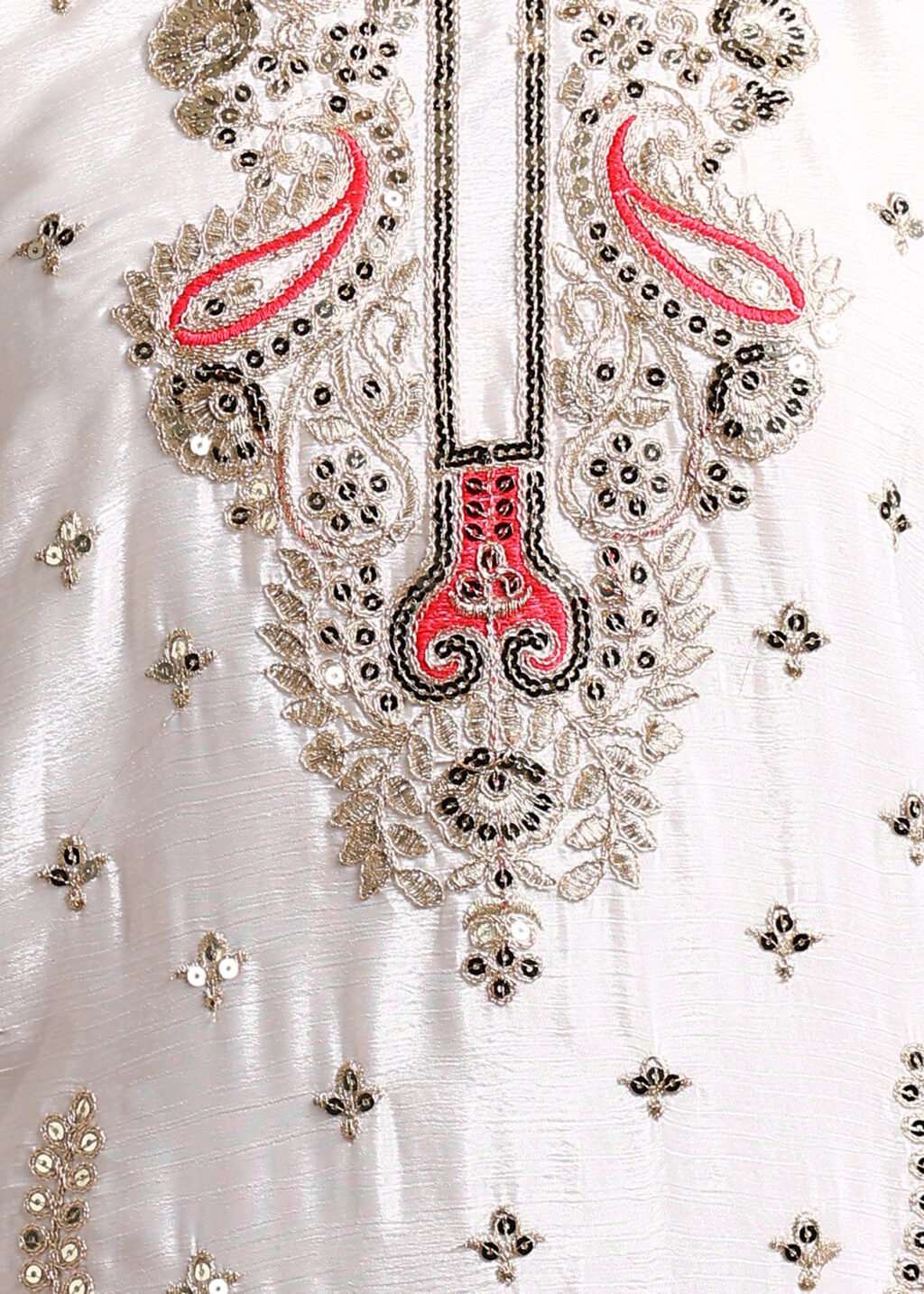Partywear Cream Chinon Silk Ready To Wear Salwar Suit - Image 5