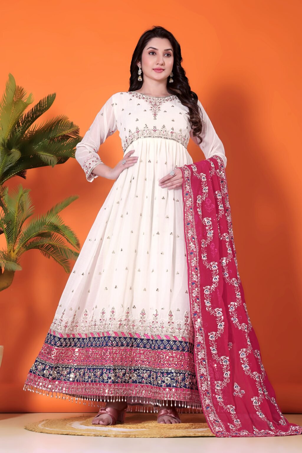 Partywear Salwar Suit in Chinon Silk and Georgette fabric
