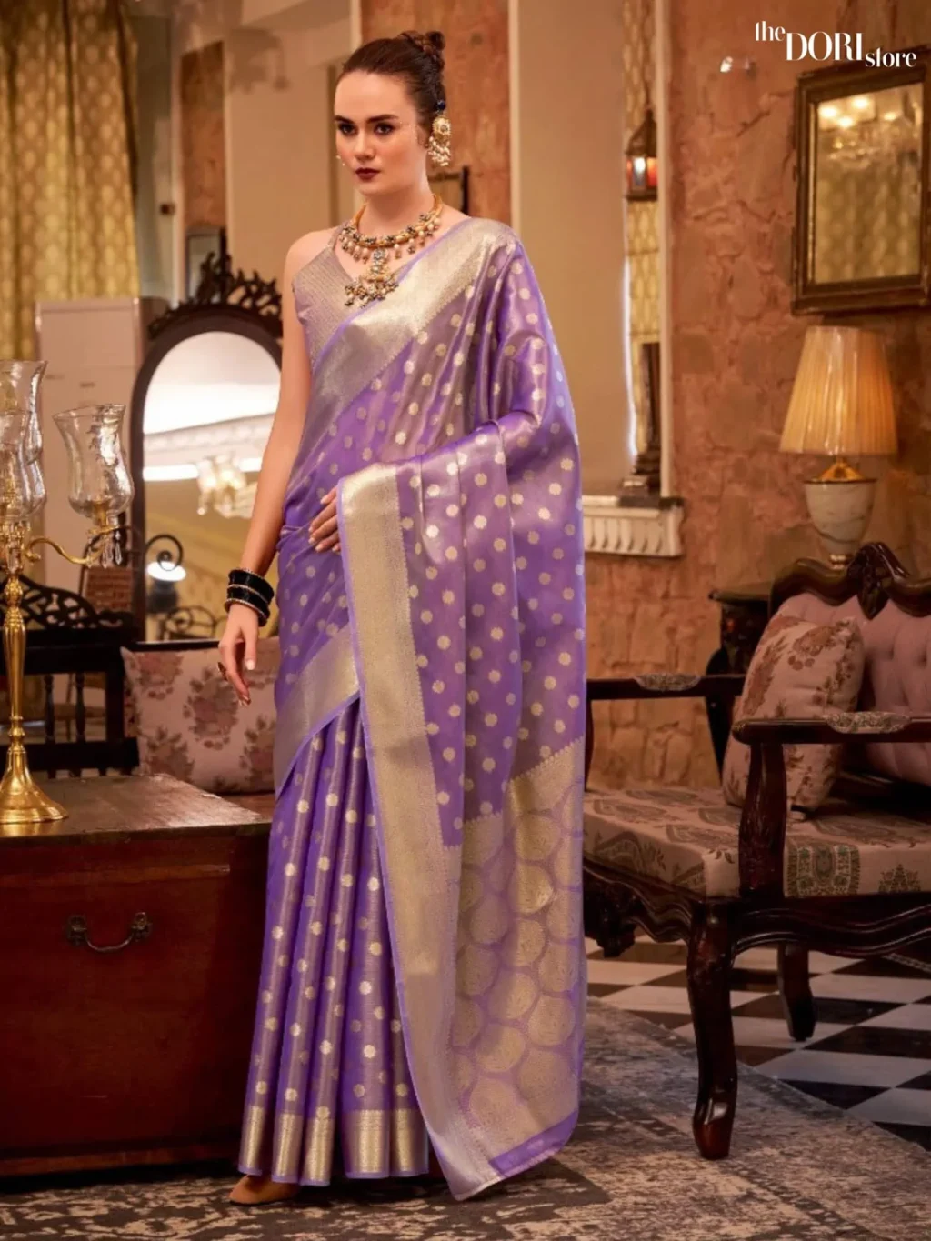 Royal Purple Partywear Tissue Silk Woven Saree for Women - Designer Pluto  with Beautiful Fabric and Elegant Design.