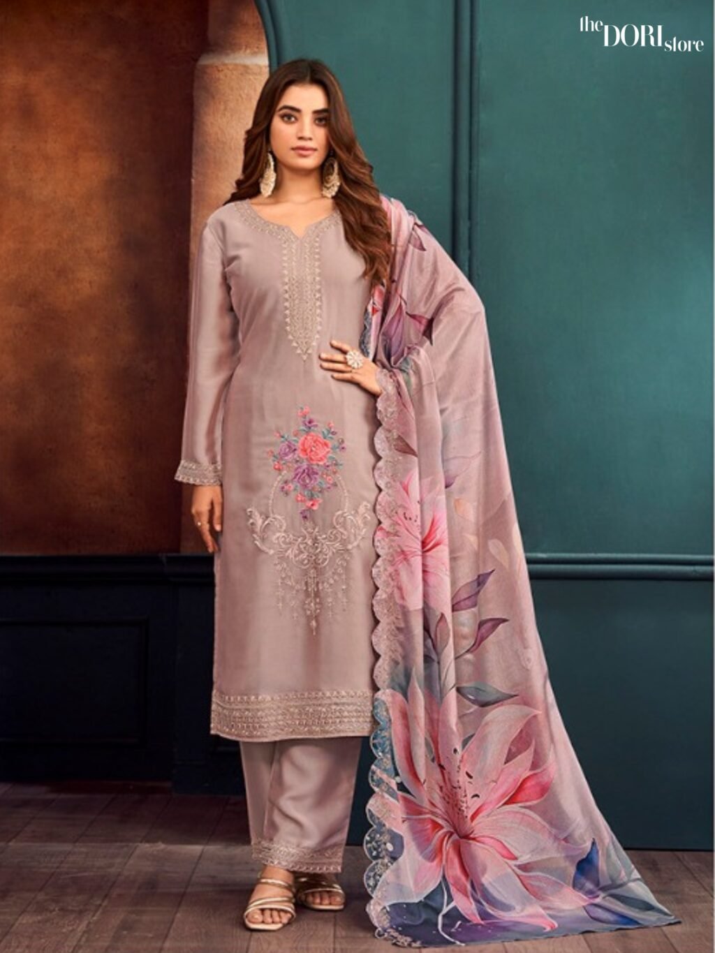 Floral Mauve Two Tone Catonic Geo Partywear Suit with Heavy Embroidery  - Beautiful Radha Trendz( SEJAL VOL 2) for a classy look.