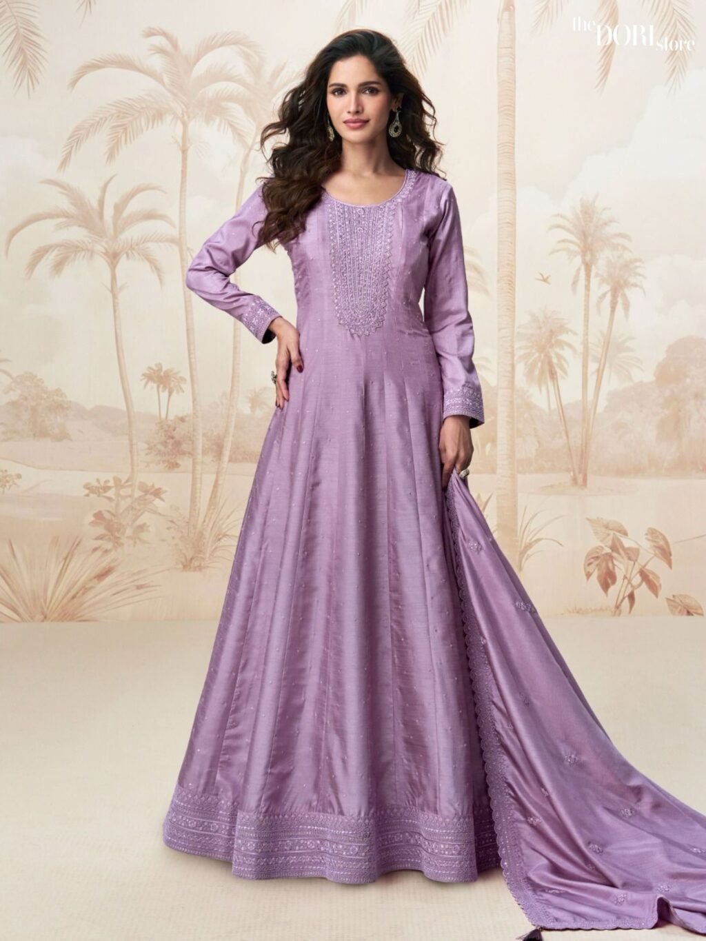 Lavender Purple Silk Partywear Gown Suit - Beautiful Aashirwad Creation (RAGINI ) for a classy look.