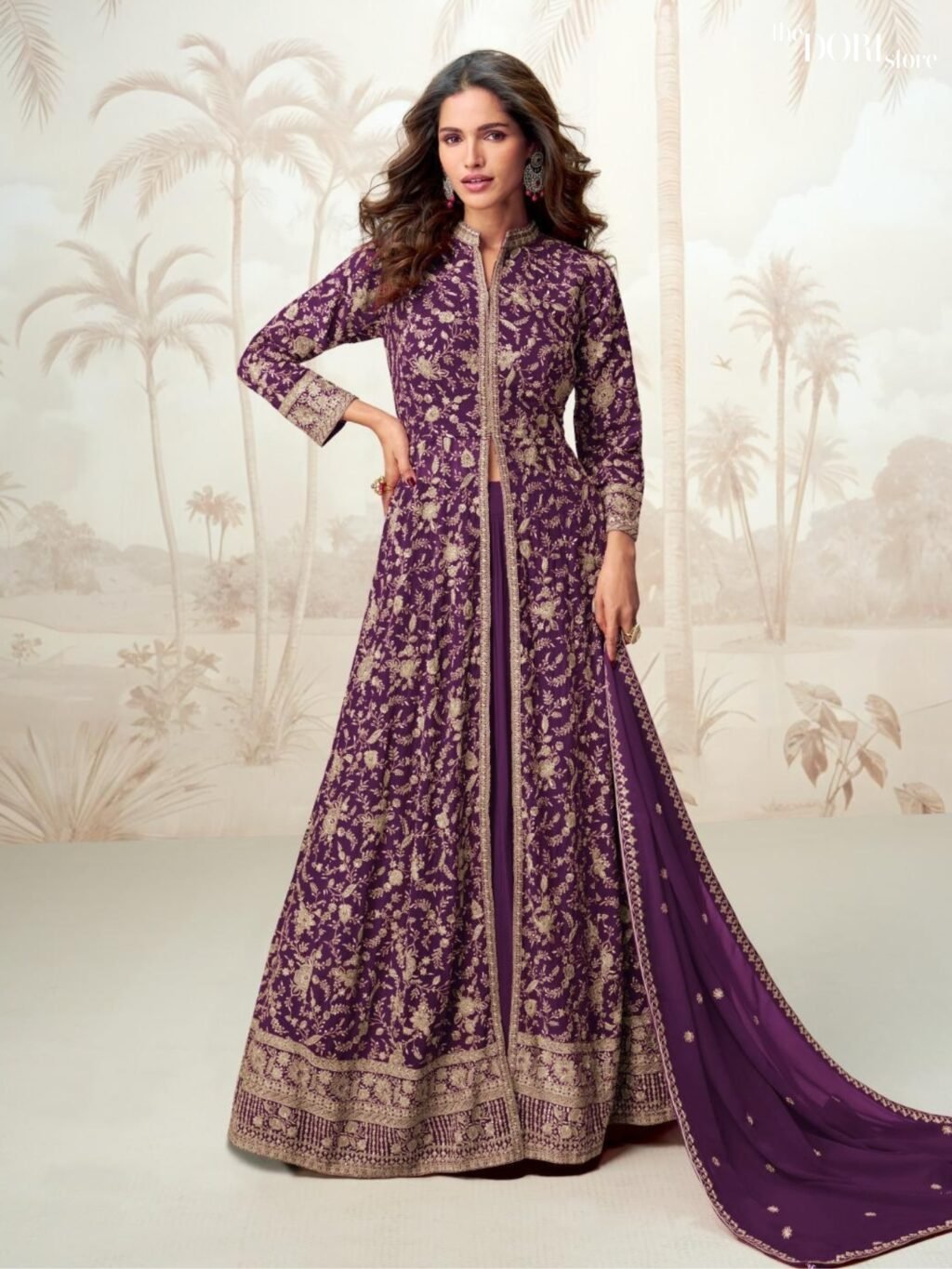 Royal Plum Purple Designer Georgette Silk Partywear Suit  - Beautiful Aashirwad Creation (VAMIKA) for a classy look.
