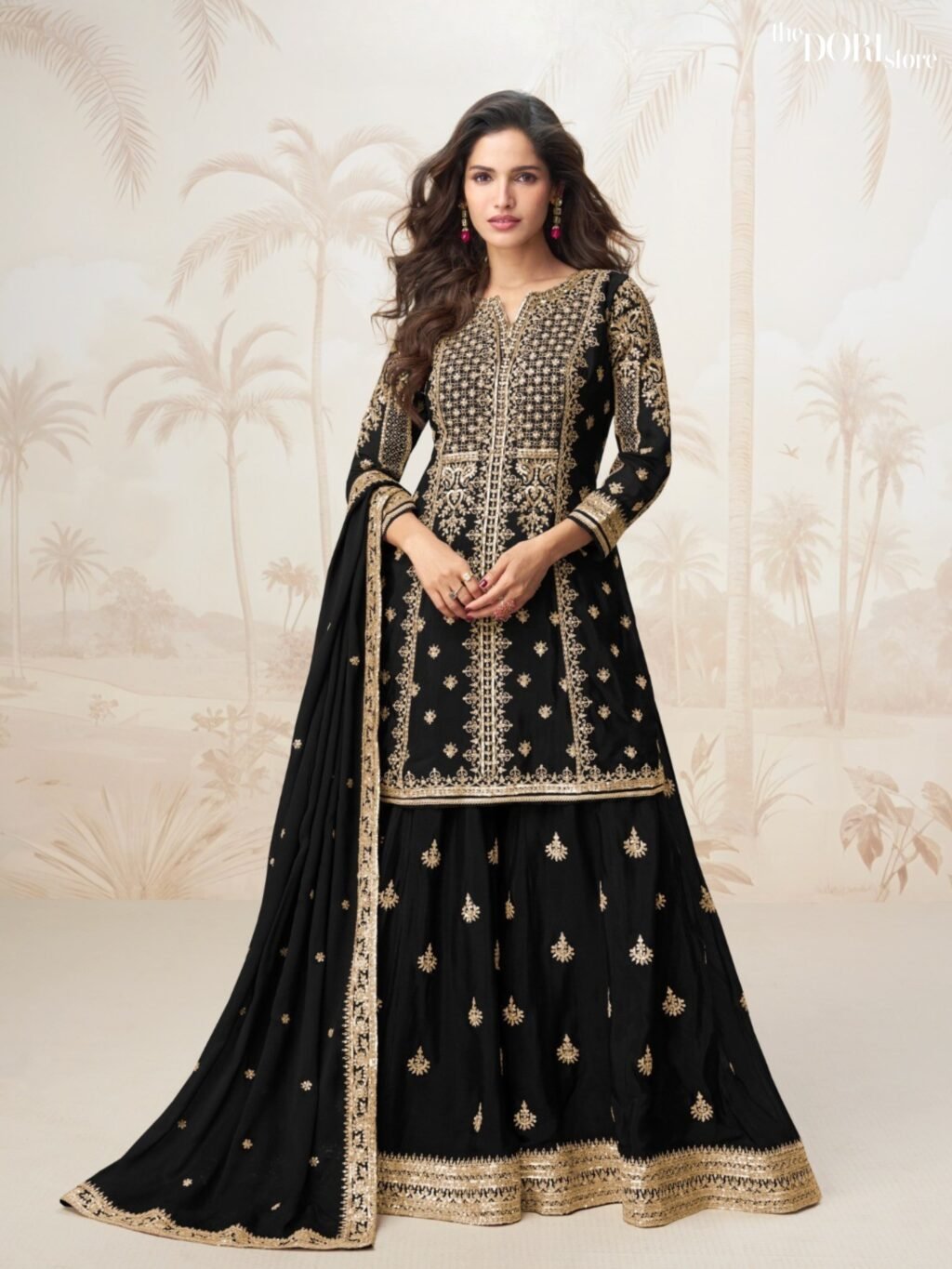 Buy Ethnic Black Chinon Silk Partywear Suit  with stunning designs for women. Best ethnic wear
