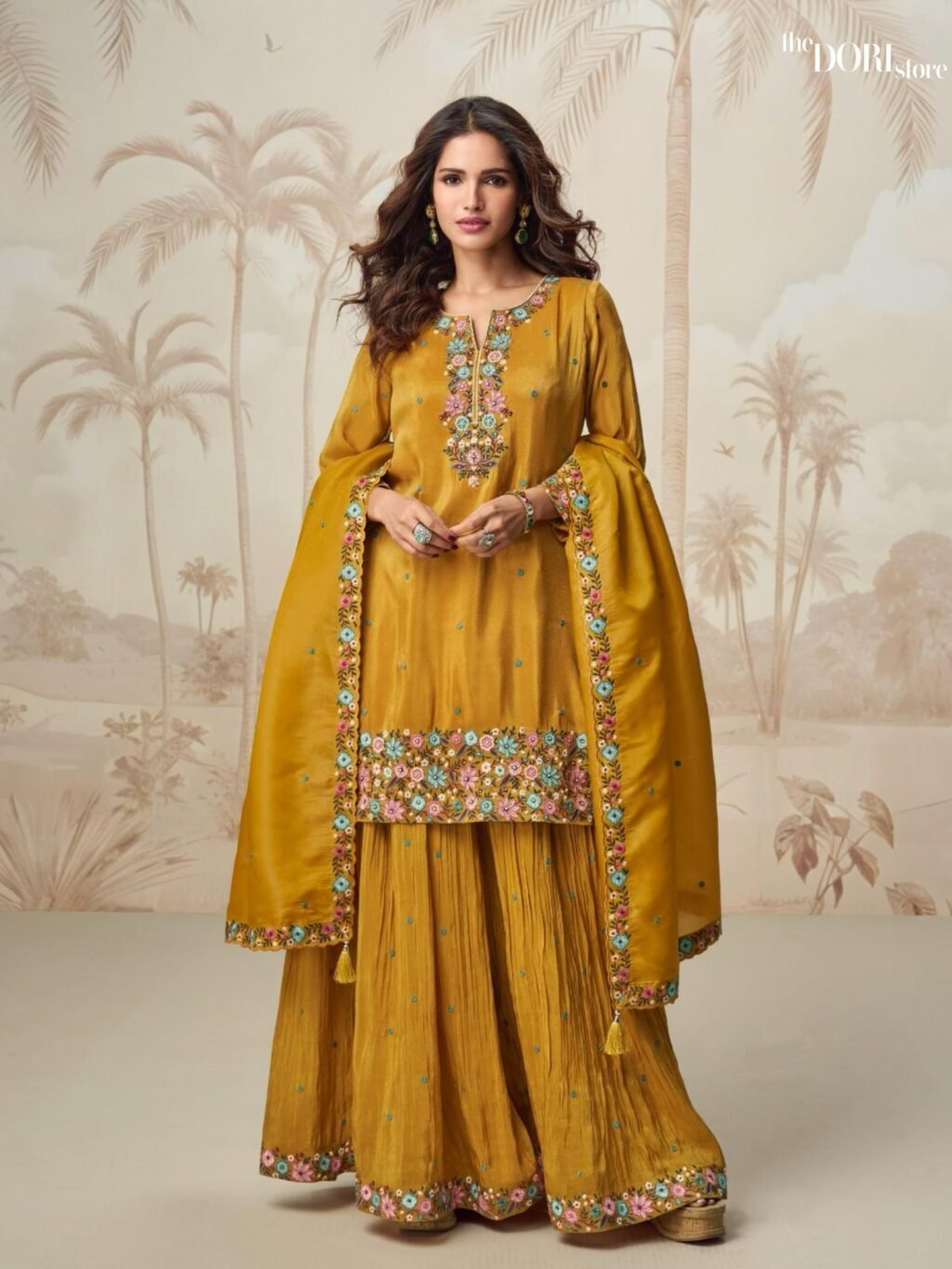 Ethnic Mustard Yellow Shimmer Silk Partywear Suit - Beautiful Aashirwad Creation (NAGMA)  for a classy look.