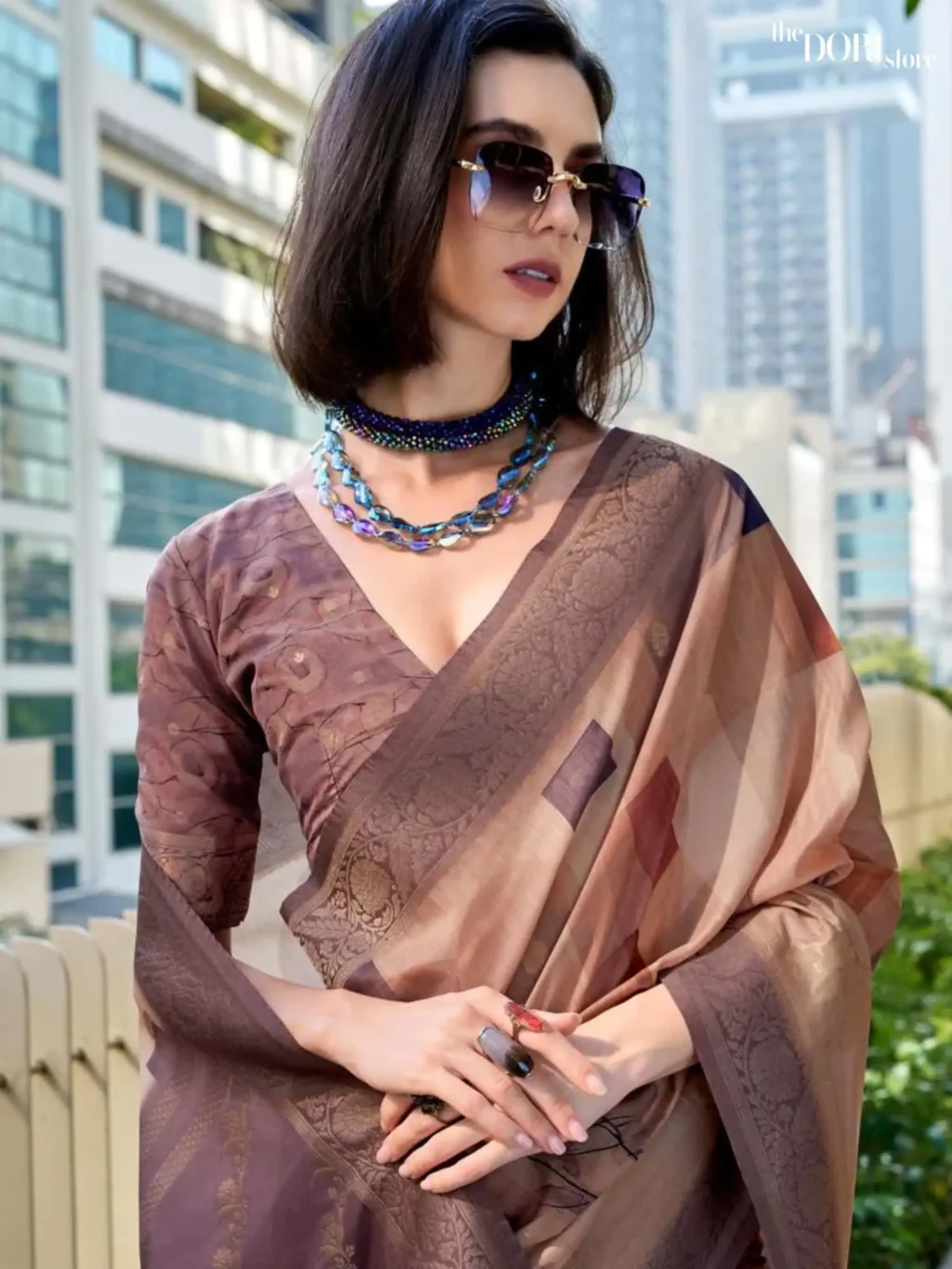 Ethnic Light Brown Brown Handloom Mashroom Silk Saree - Image 3