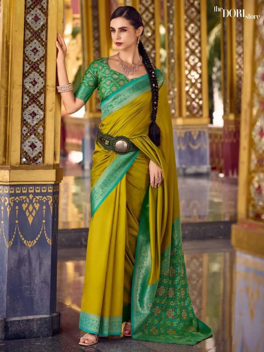 Lime Green Designer Soft Silk Woven Saree for Women - Designer Kia Silk with Beautiful Fabric and Elegant Design.