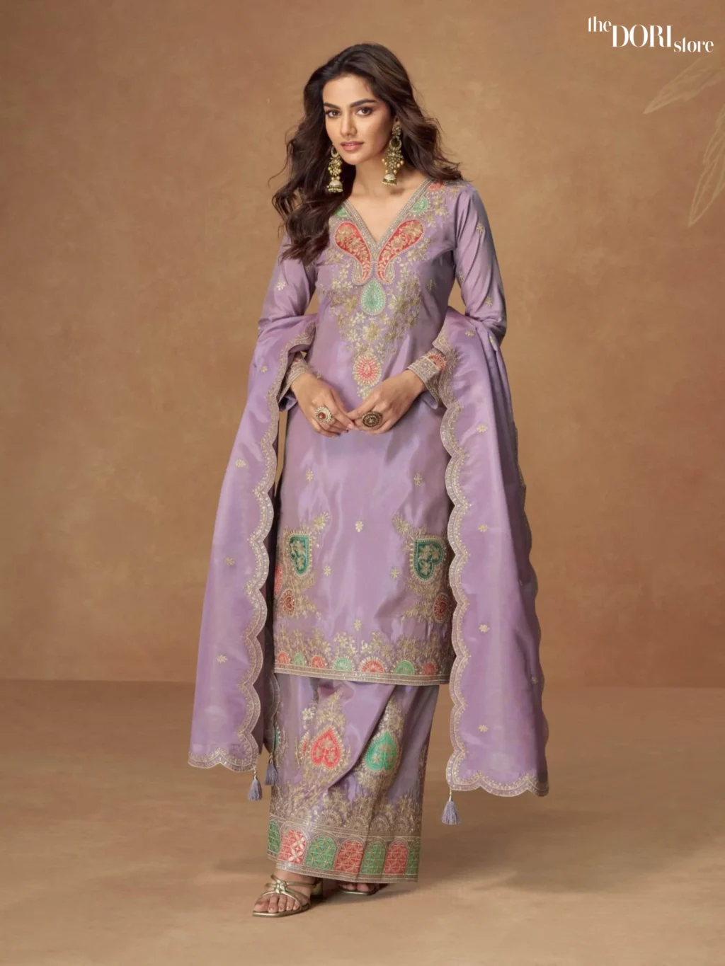 Lavender Purple Shimmer Silk Designer Suit  - Beautiful Aashirwad Creation (KASHVI)  for a classy look.