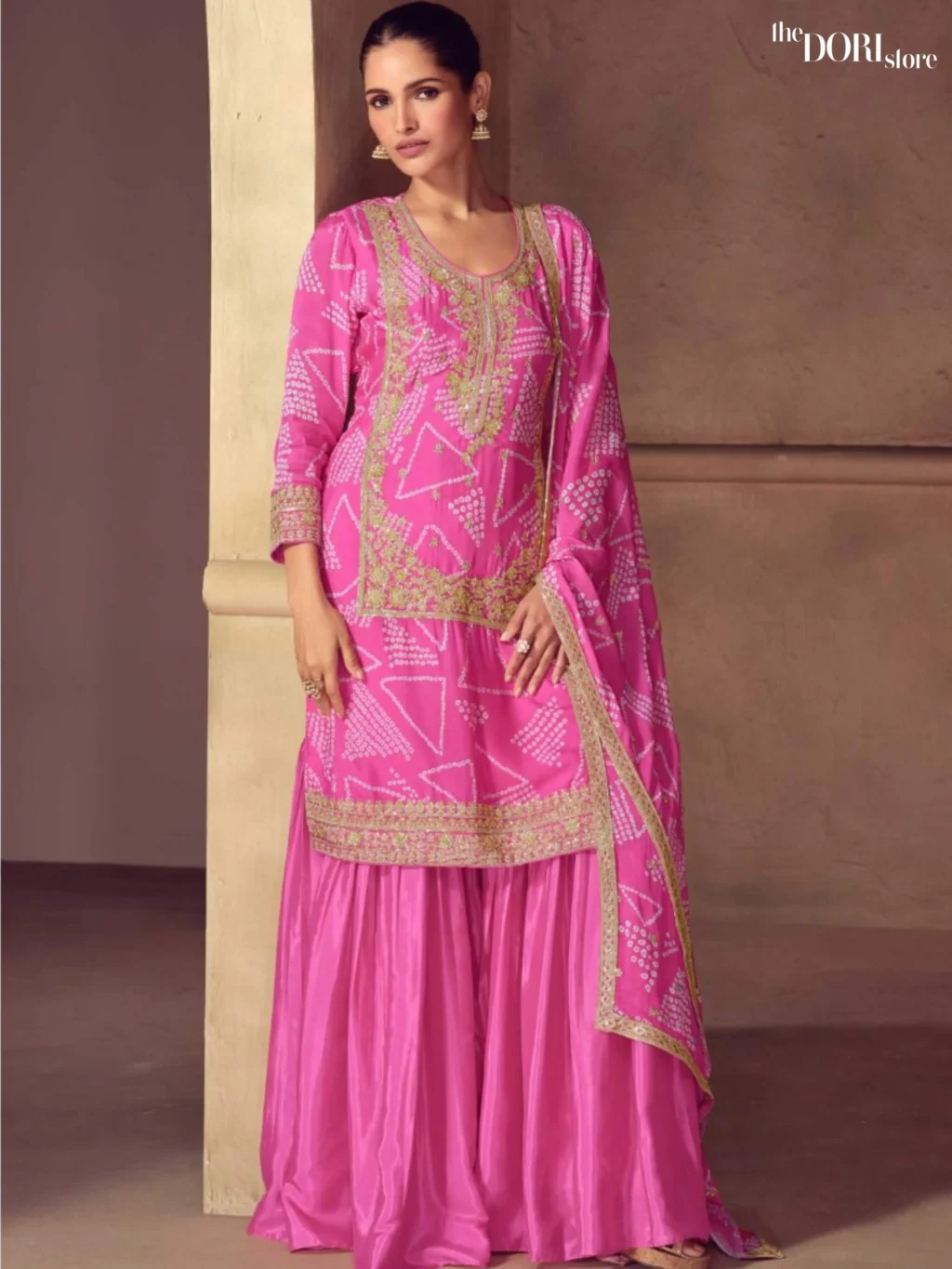 Beautiful Pink Designer Chinon Digital Print Suit - Beautiful Gulkayra Designer (MRUNAL) for a classy look.