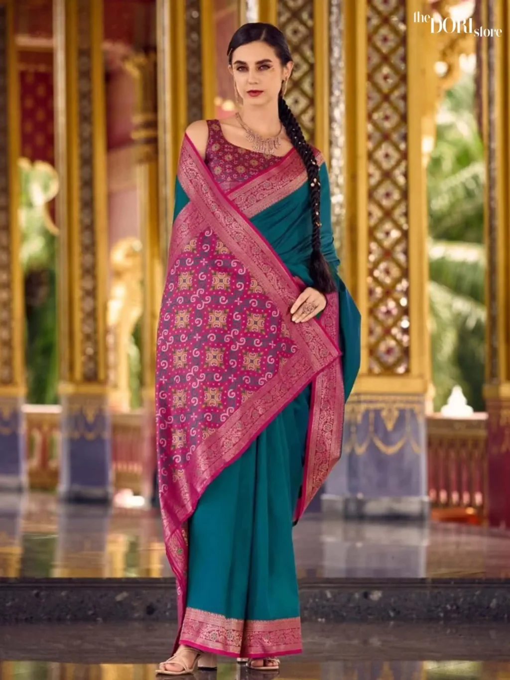Teal Blue Designer Soft Silk Woven Saree  for Women - Designer Kia Silk with Beautiful Fabric and Elegant Design.