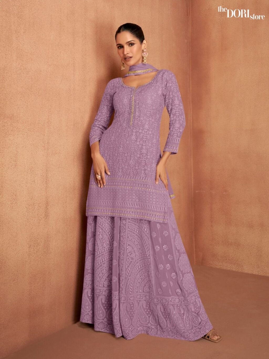 Designer Lavender Purple Partywear Suit with Embroidery work  - Beautiful Gulkarya Designer (MANNAT)  for a classy look.