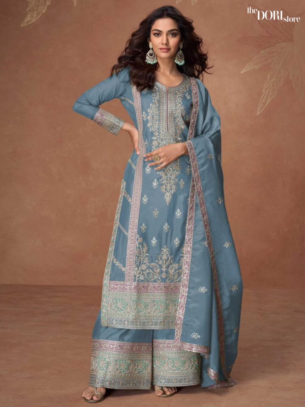 Royal Blue Organza Shimmer Silk Partywear Suit  - Beautiful Aashirwad Creation (TASHI) for a classy look.