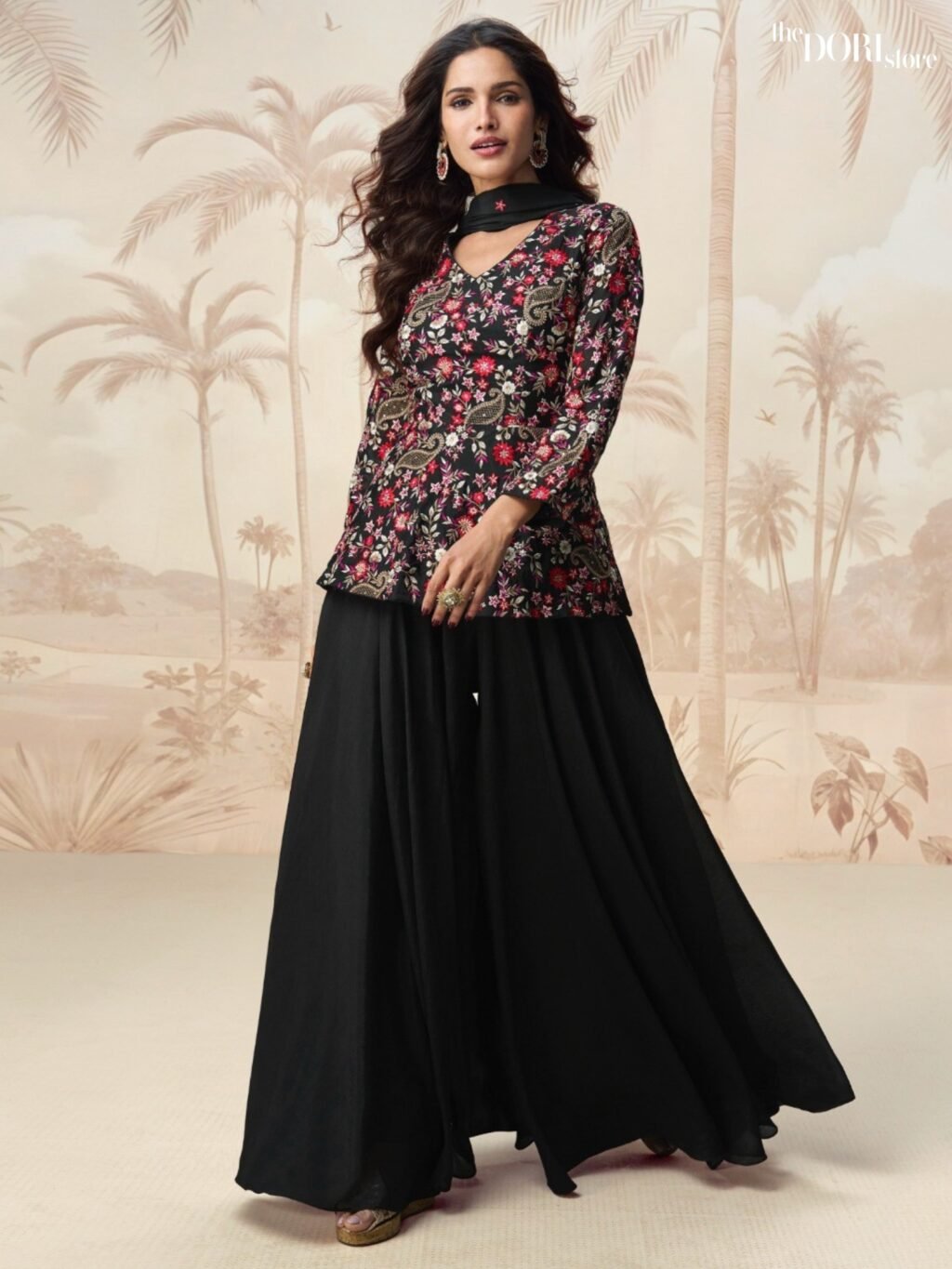 Royal Black Chinon Silk Partywear Suit  - Beautiful Aashirwad Creation (JIVIKA)  for a classy look.