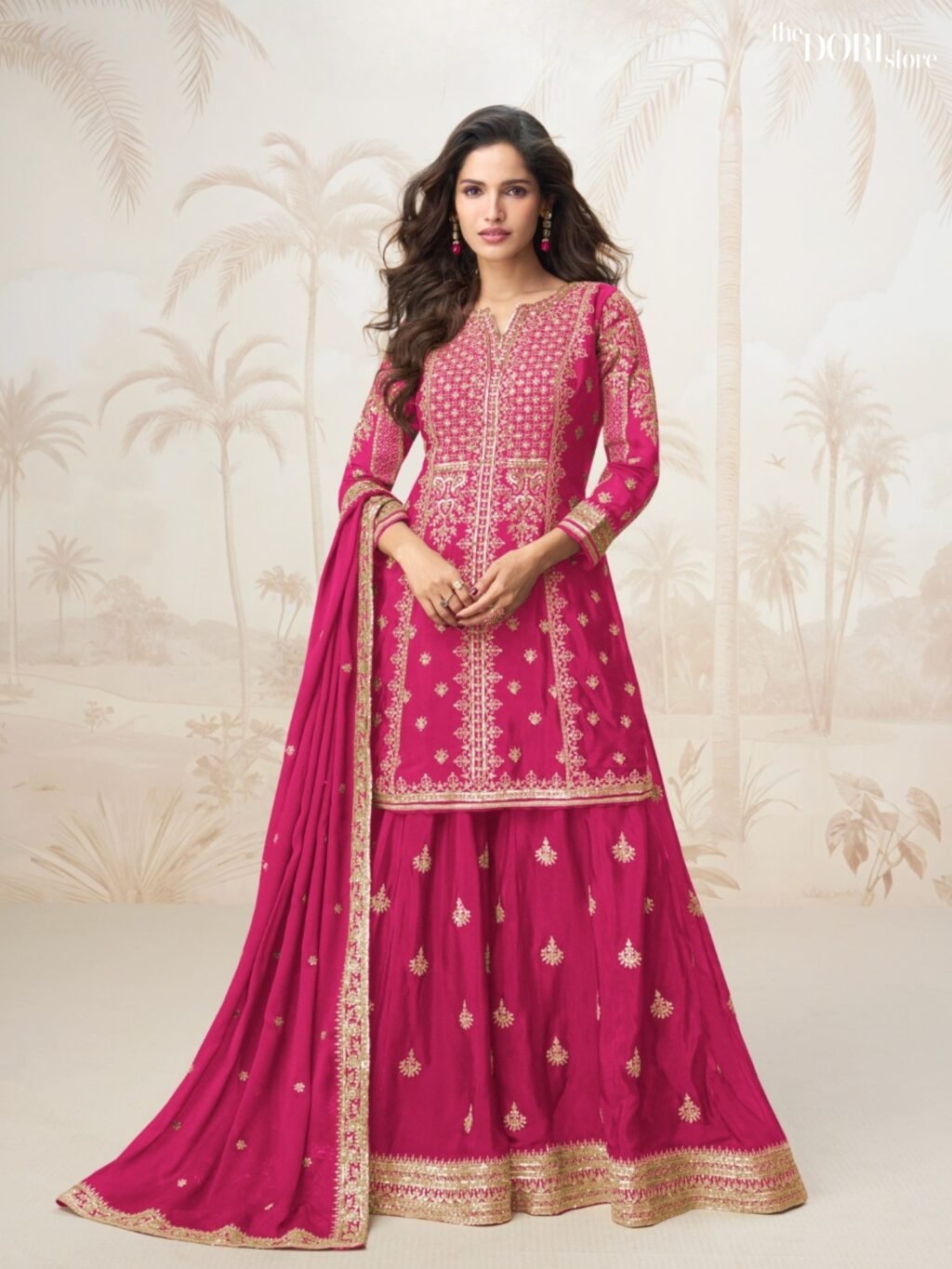 Buy Rani Pink Chinon Silk Partywear Suit  with stunning designs for women. Best ethnic wear