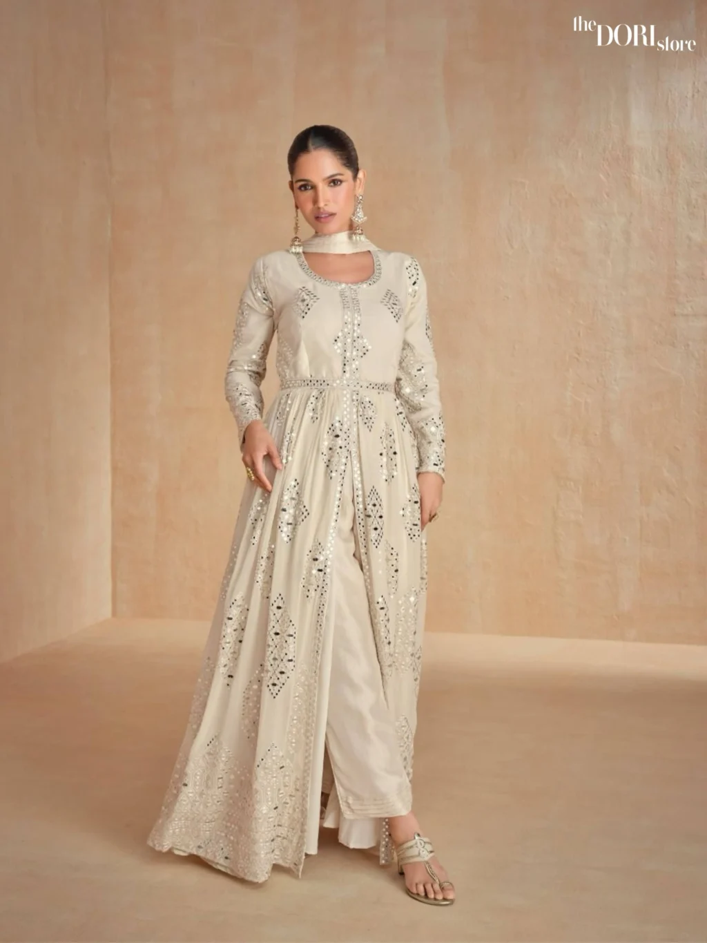 Beige Designer Georgette Silk Suit  - Beautiful Aashirwad Creation (ANANYA)  for a classy look.