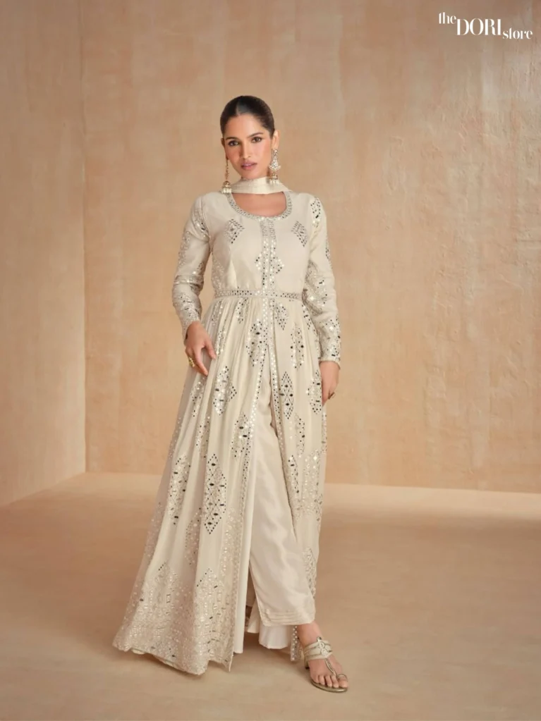 Beige Designer Georgette Silk Suit  - Beautiful Aashirwad Creation (ANANYA)  for a classy look.