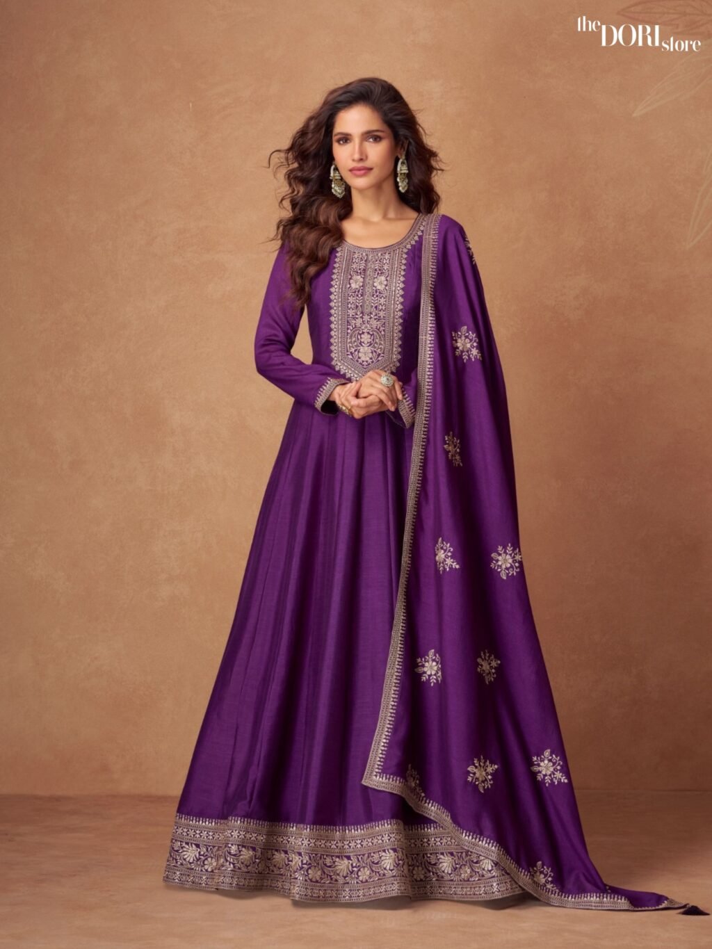 Royal Purple Partywear Silk Gown Suit  - Beautiful Aashirwad Creation (RASHMIKA)  for a classy look.