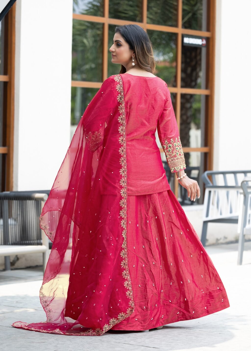 Partywear Salwar Suit in Chinon Silk and Georgette fabric
