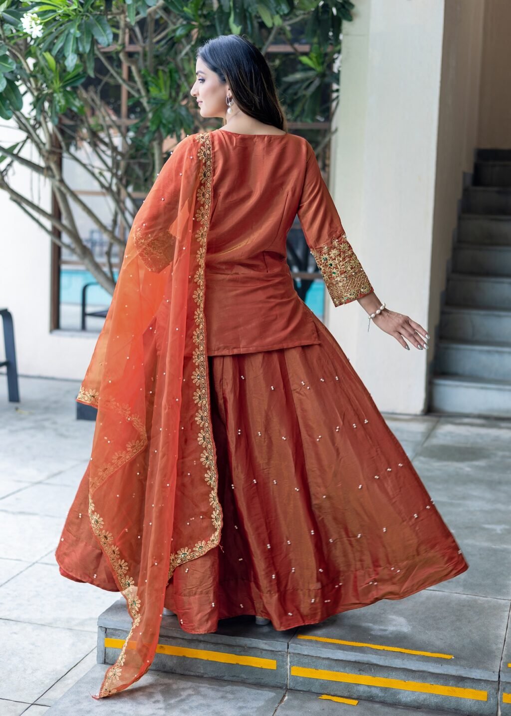 Partywear Salwar Suit in Chinon Silk and Georgette fabric