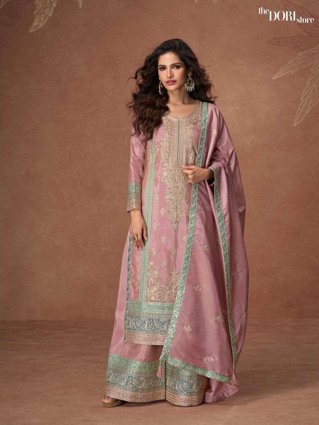 Bloom Pink Organza Shimmer Silk Partywear Suit  - Beautiful Aashirwad Creation (TASHI) for a classy look.