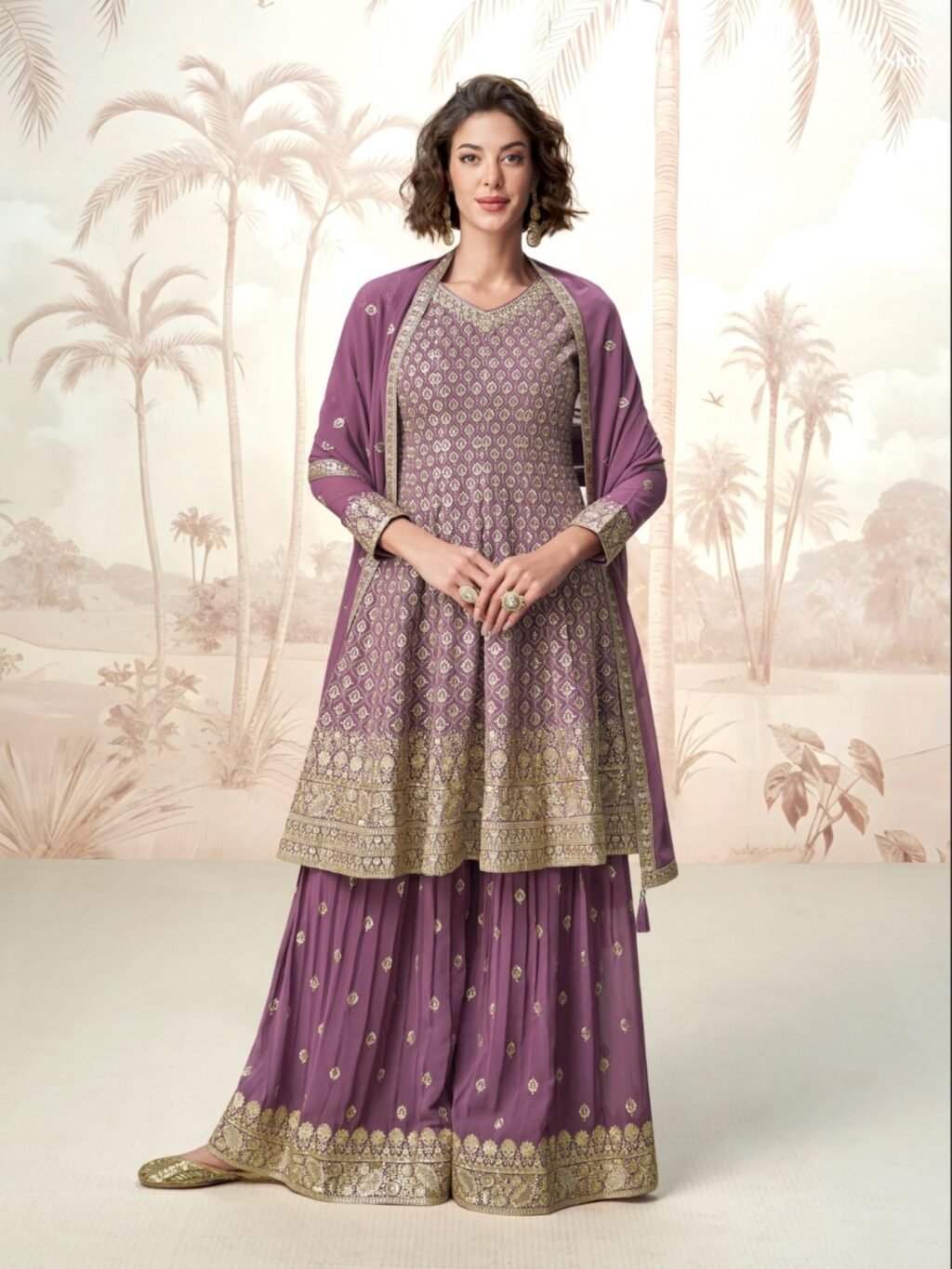 Royal Purple Georgette Silk Partywear Suit  - Beautiful Aashirwad Creation (JASMINE) for a classy look.