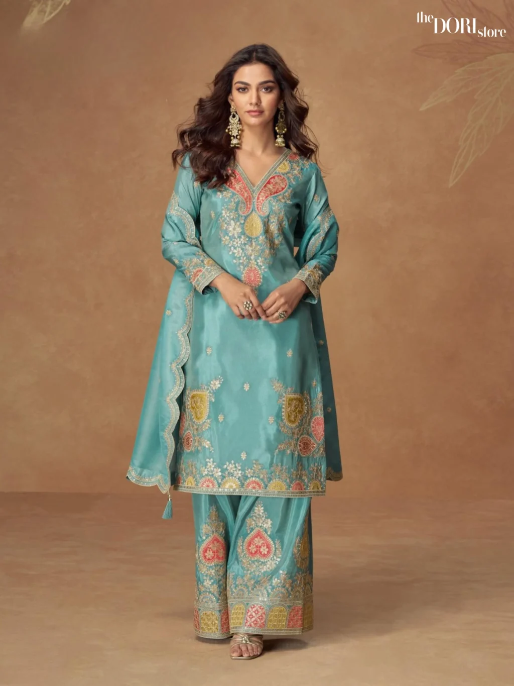 Bright Blue Shimmer Silk Designer Suit  - Beautiful Aashirwad Creation (KASHVI)  for a classy look.