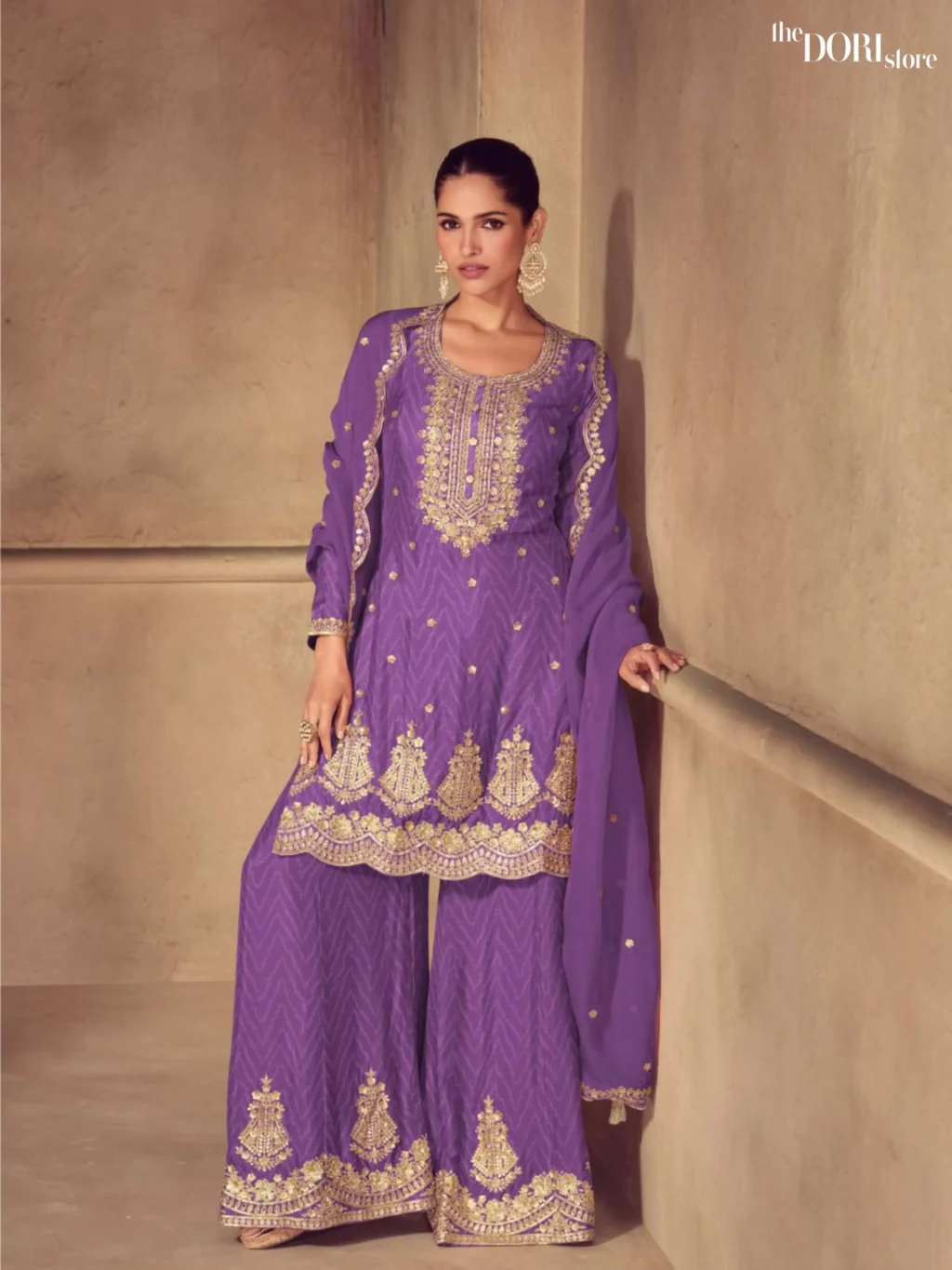 Beautiful Rich Purple Chinon Digital Print Partywear Suit  - Beautiful Gulkayra Designer (SONIKA) for a classy look.