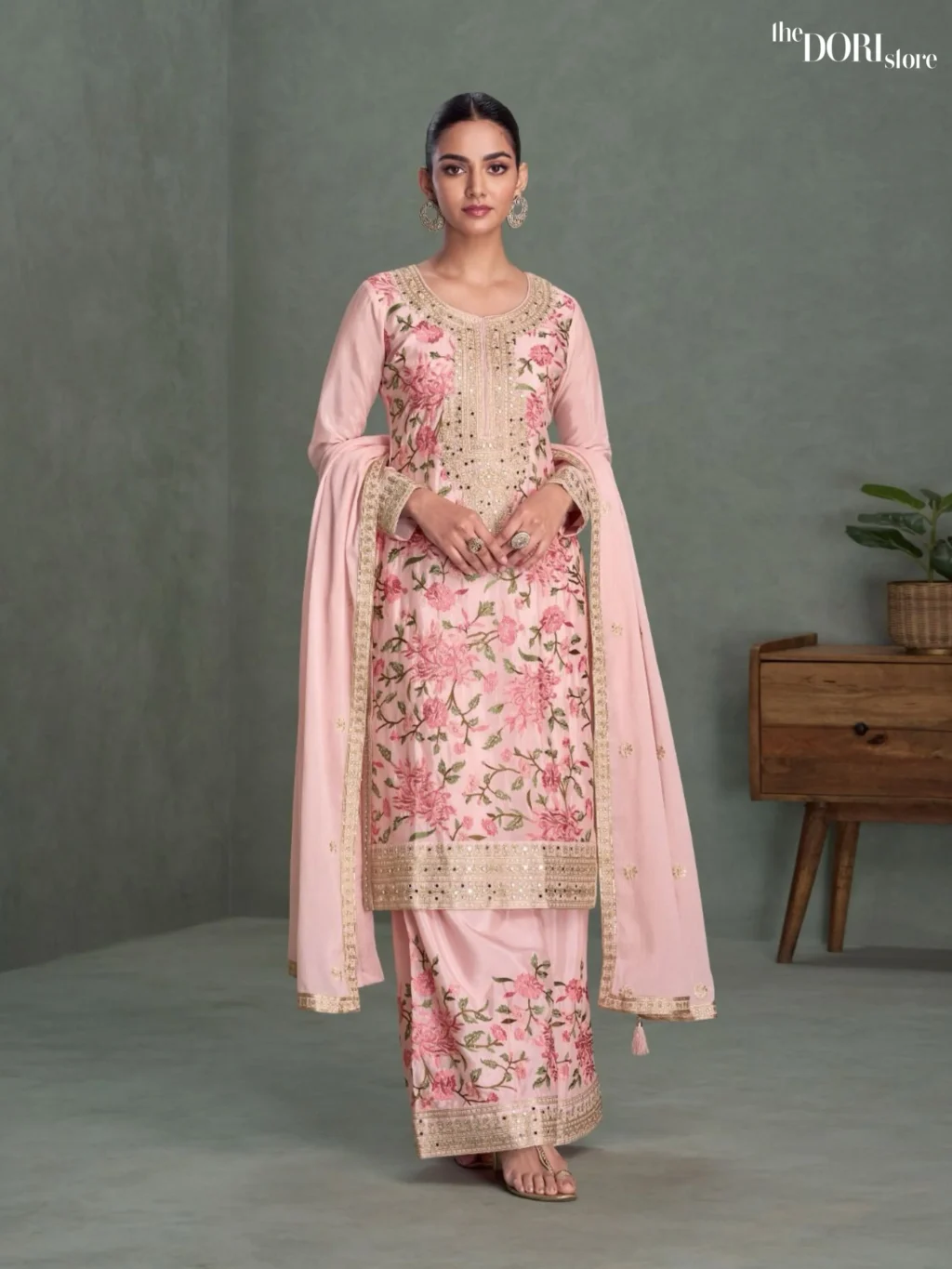 Designer Pink Chinon Silk Suit  - Beautiful Aashirwad Creation (PARUL)  for a classy look.