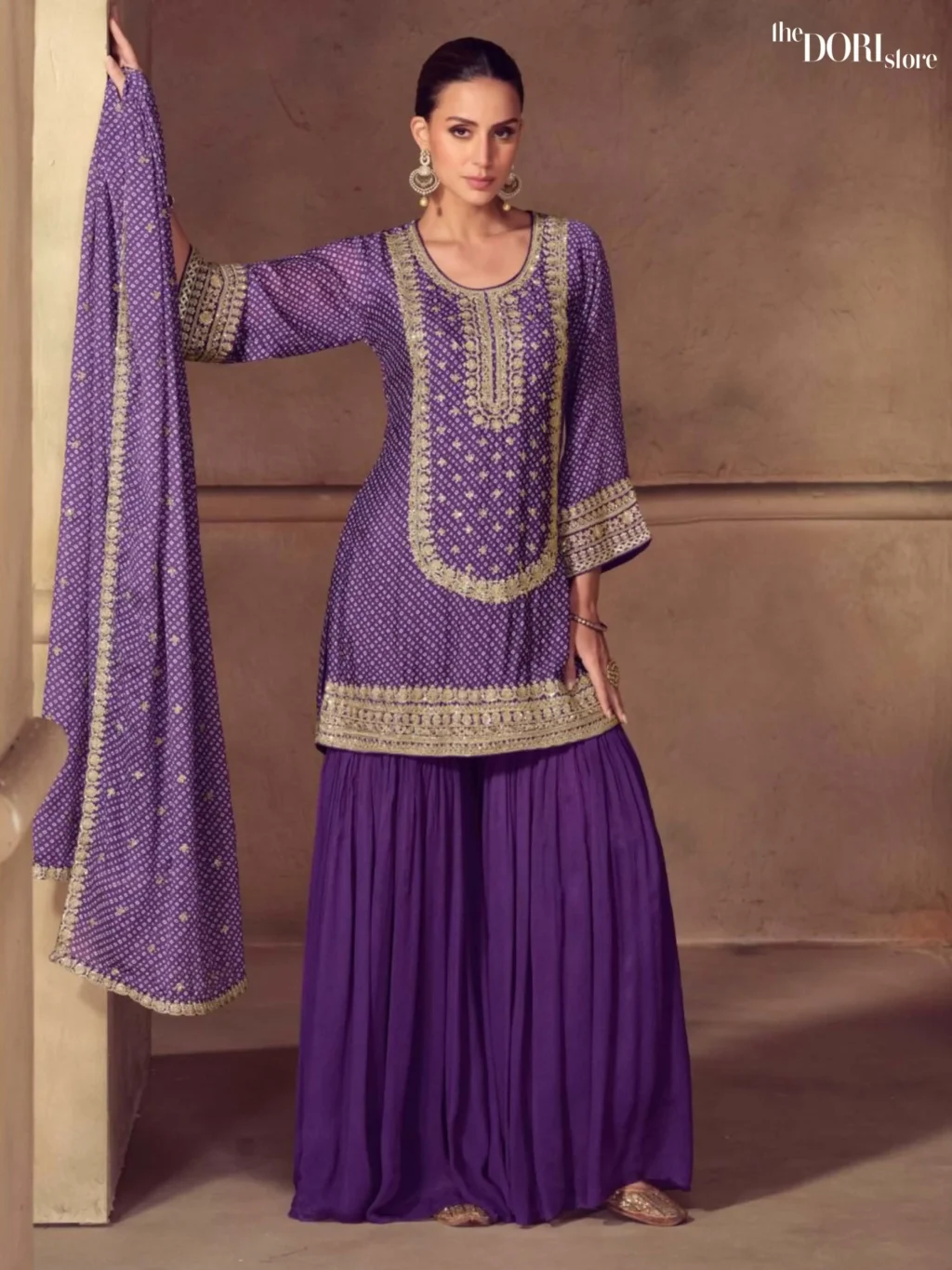 Royal Rich Purple Designer Chinon Digital Print Suit - Beautiful Gulkayra Designer (MRUNAL) for a classy look.