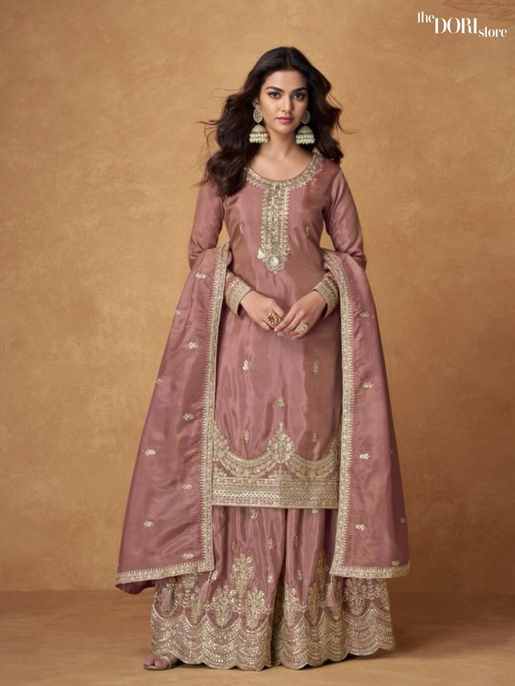 Mauve Pink Designer Organza Shimmer Silk Partywear Suit  - Beautiful Aashirwad Creation (SAUMYA)  for a classy look.