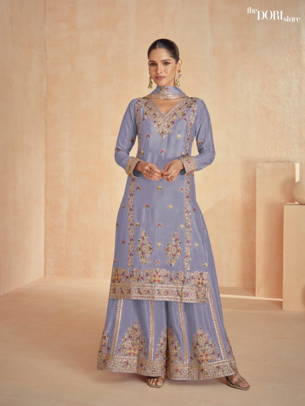 Floral Lavender Purple Chinon Silk Designer Suit  - Beautiful Aashirwad Creation ( RINAAZ )  for a classy look.