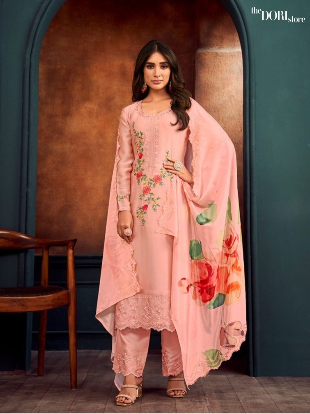Floral Pink Two Tone Catonic Geo Partywear Suit with Heavy Embroidery  - Beautiful Radha Trendz( SEJAL VOL 2) for a classy look.