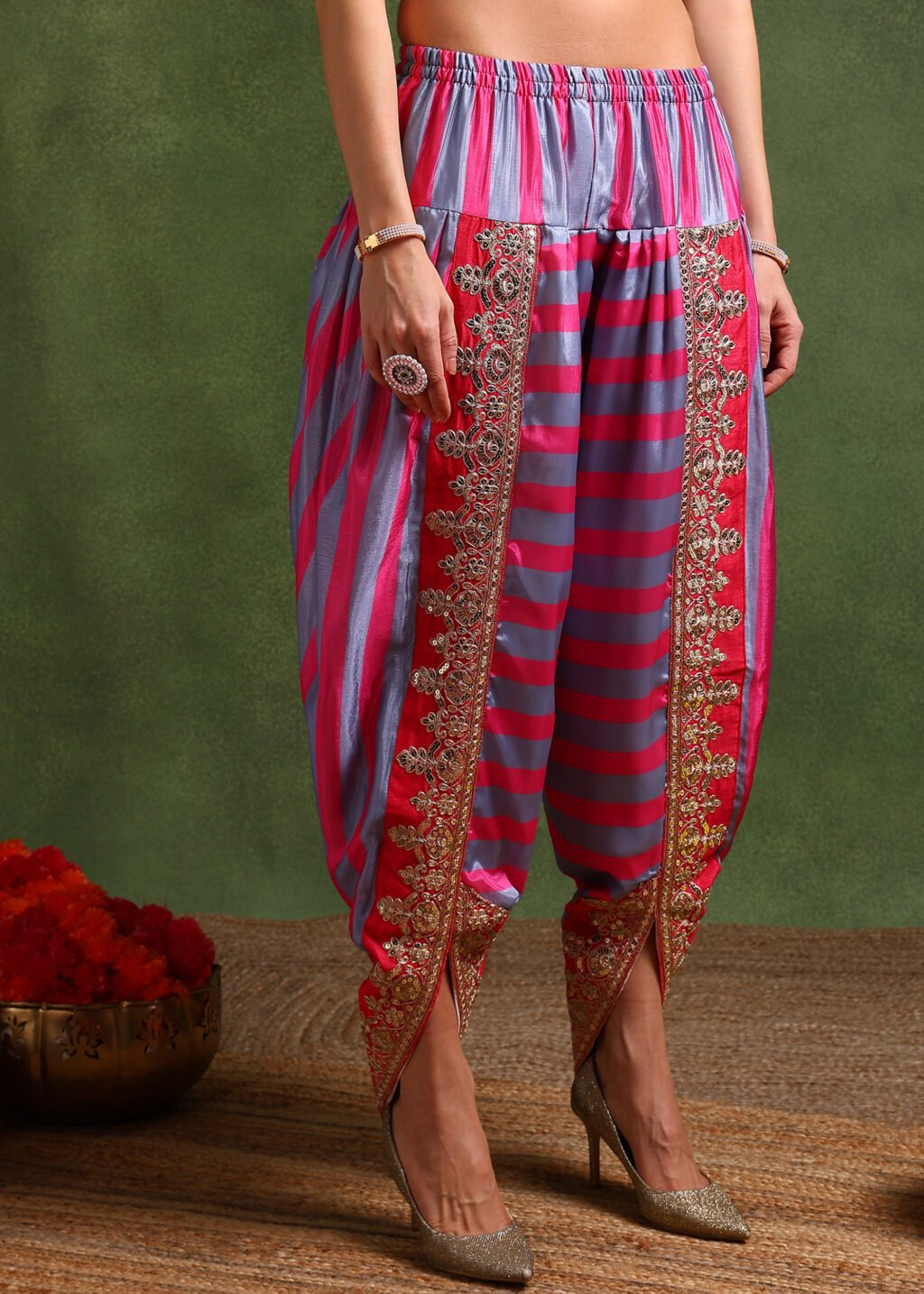 Partywear Pink Chinon Silk Ready To Wear Salwar Suit - Image 5