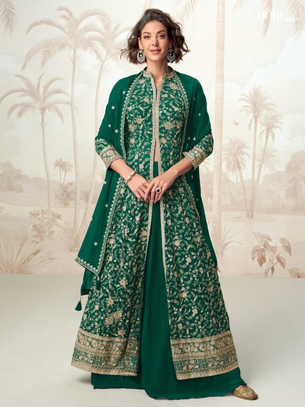 Ethnic Green Designer Georgette Silk Partywear Suit  - Beautiful Aashirwad Creation (VAMIKA) for a classy look.