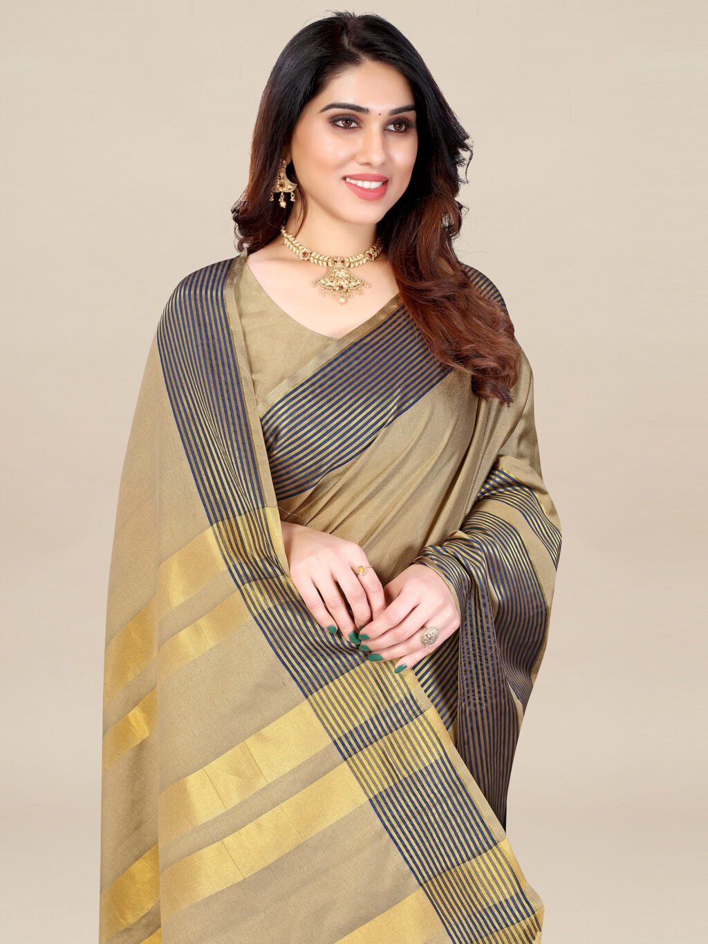 Beige Silk Saree - Image 3
