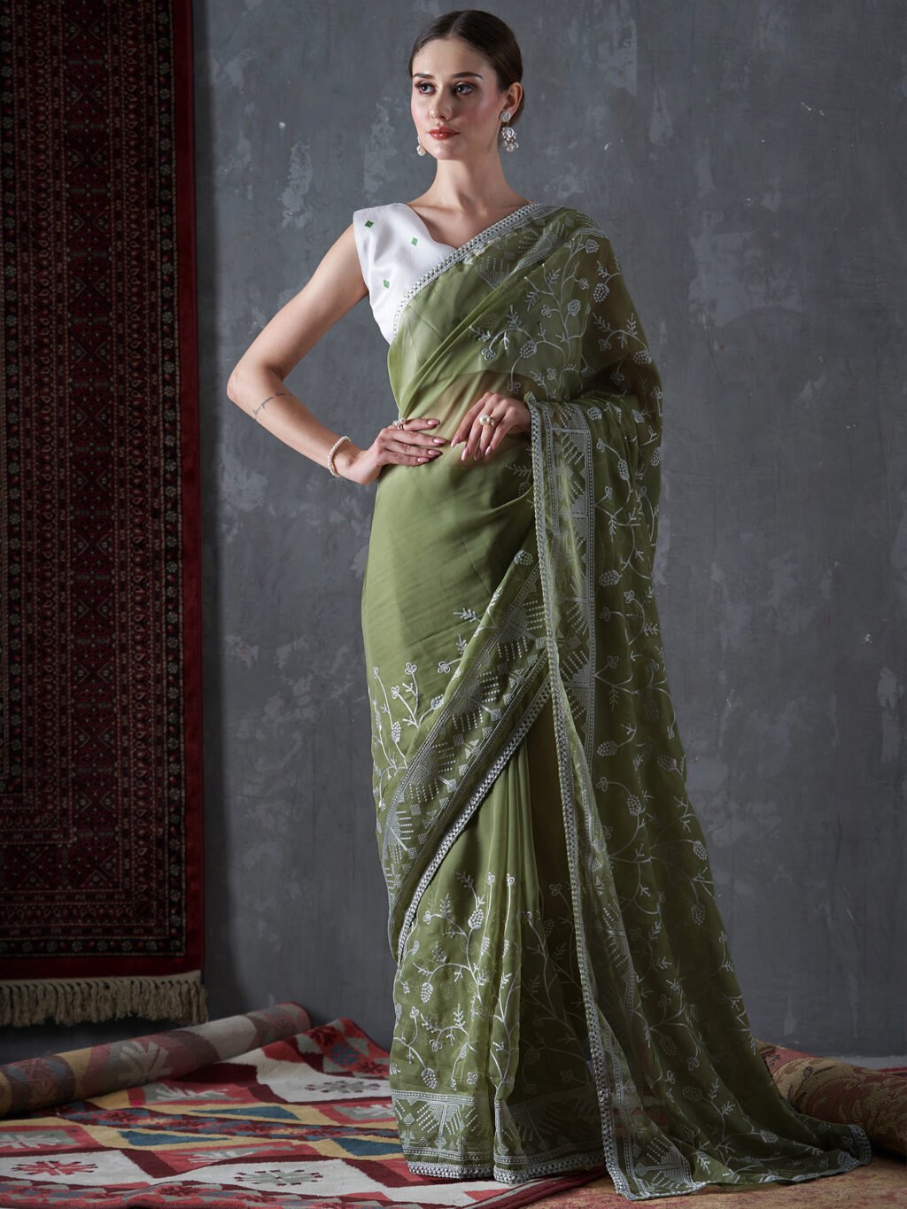 showcasing the beauty and craftsmanship of Party Wear Saree.