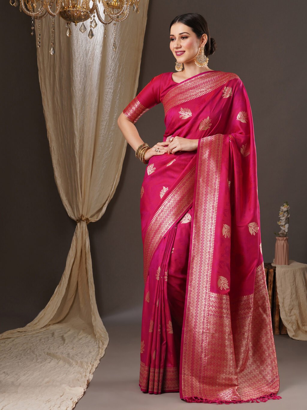 Image of Pink Silk Saree
